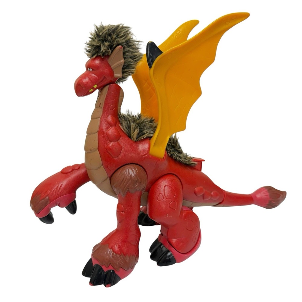 Vintage 2008 Imaginext Fuzzy Red Dragon Toy Flapping Wings Sounds Tested WORKS!
